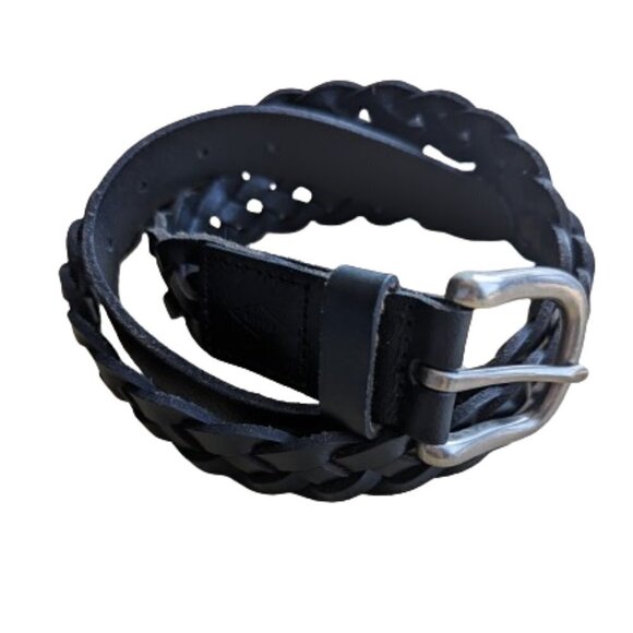 Very Dark Brown Fossil Braided Unisex Leather Belt - Picture 1 of 8
